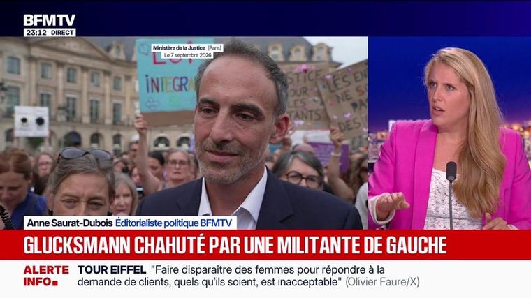 Glucksmann chahuté par une militante de gauche