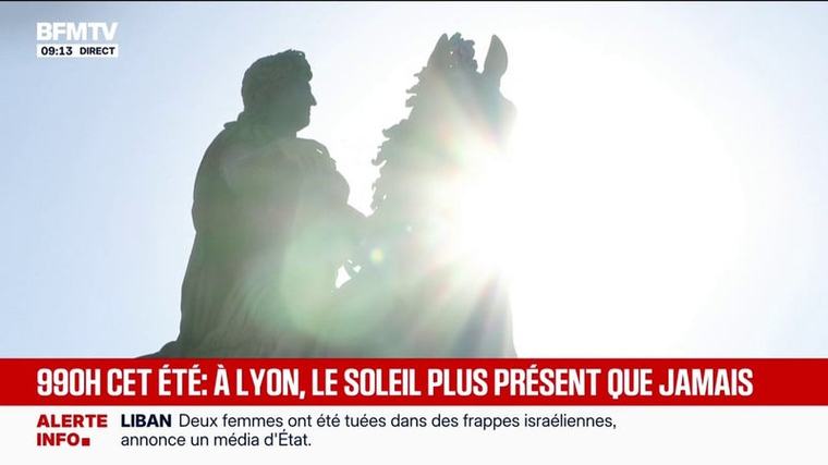 À Lyon, sur les trois mois d'été, le soleil a été présent pendant 990 heures