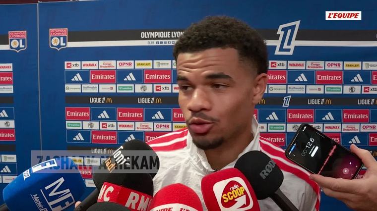 4 sept. Foot, Ligue 1, Lyon La réaction de Zachary Athekame après la victoire de l'OL