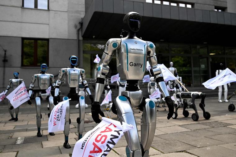 « Il est temps de définir des règles » : en Pologne, des robots manifestent pour réclamer un encadrement de l’intelligence artificielle
