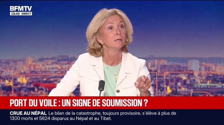 Proposition du RN d'interdire le port du voile dans l'espace public: "Je suis contre cette mesure", déclare Valérie Pécresse (LR)