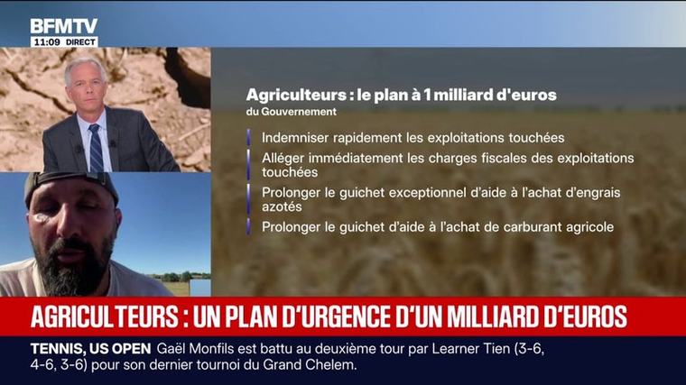 Sécheresse: le gouvernement a fait "un effort minime", juge Jérôme Bayle, agriculteur en Haute-Garonne
