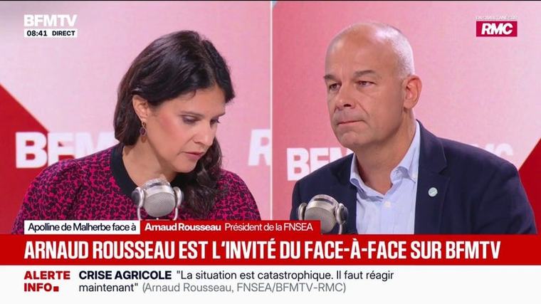 "On aura besoin de l'ensemble des partis politiques", déclare Arnaud Rousseau, président de la FNSEA, avant l'élection présidentielle