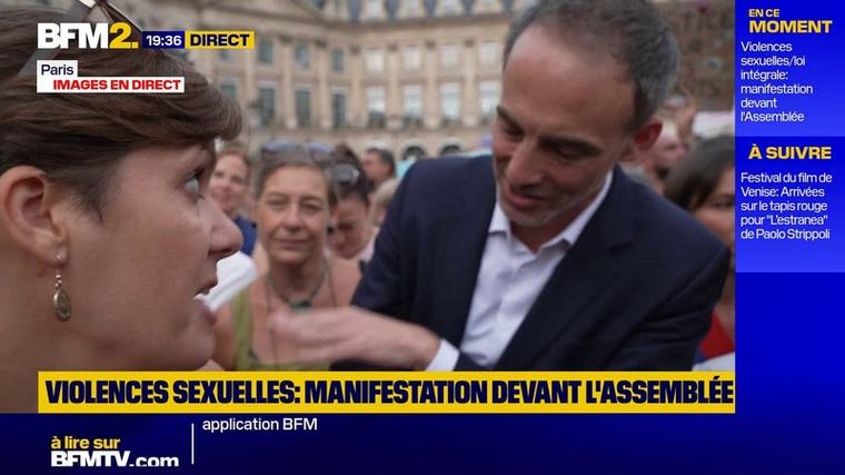 "Personne ne veut de lui": Raphaël Glucksmann vivement interpellé lors d'une manifestation contre les violences sexuelles