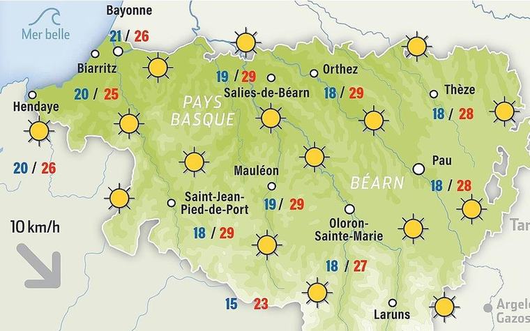 Météo de ce mardi à Pau et dans les Pyrénées-Atlantiques : une baisse des températures, du soleil, et (un peu) de pluie en soirée